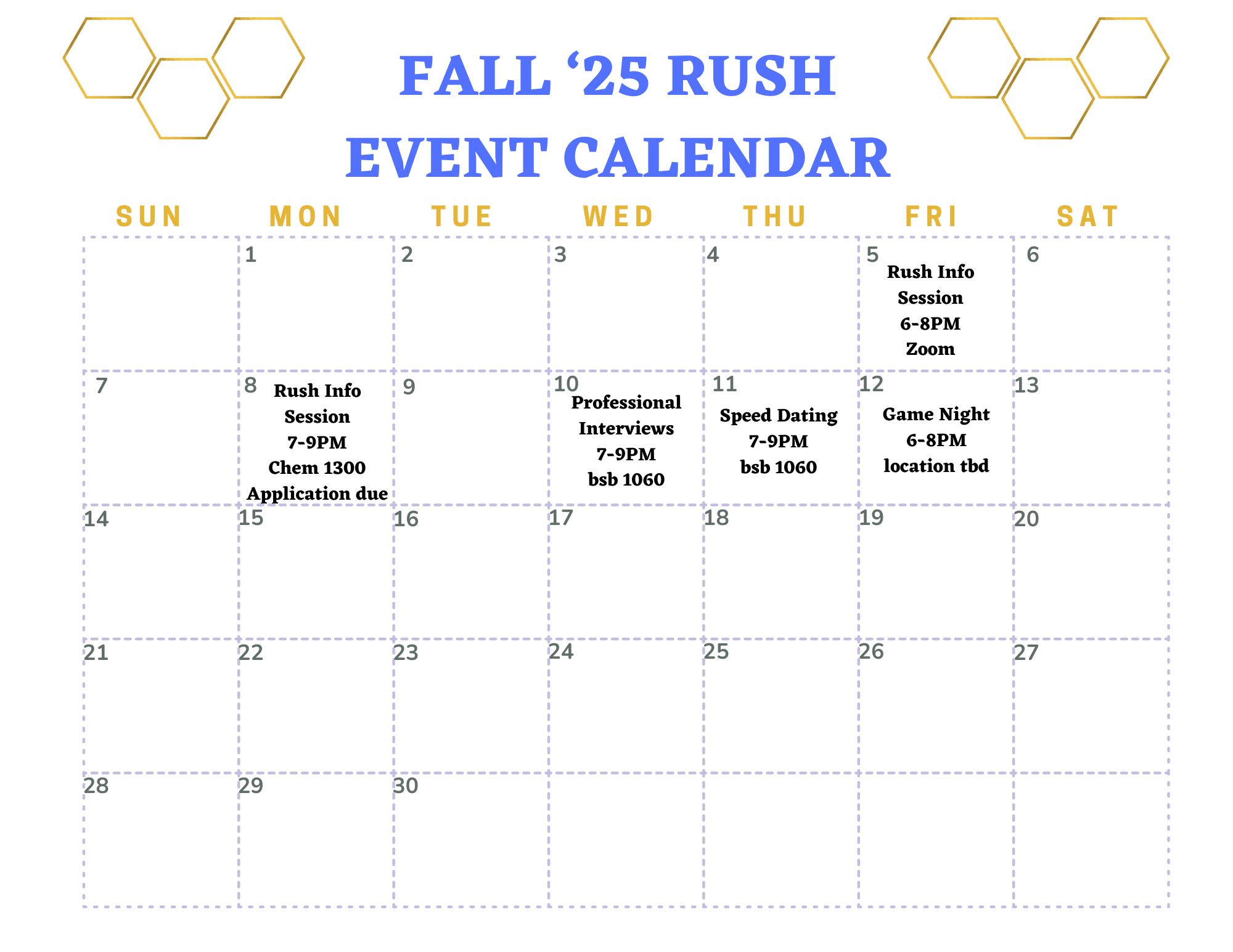 Rush calendar