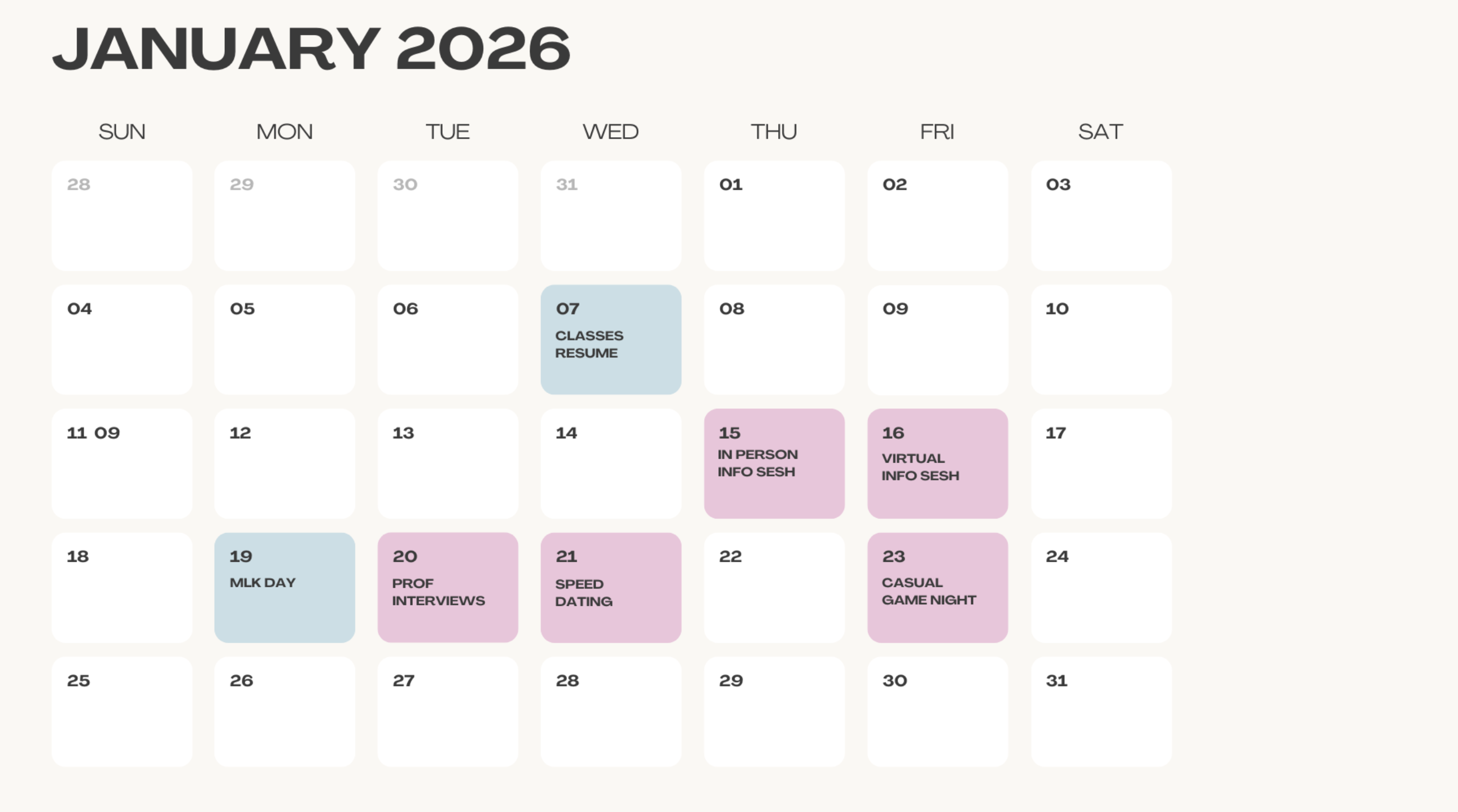 Rush calendar
