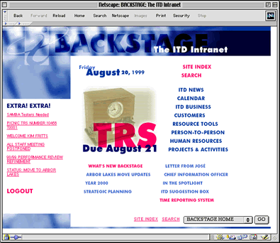 screenshot of the ITD Intranet site home page