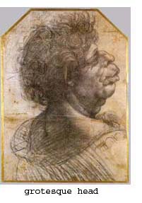 A grotesque head by Leonardo da Vinci