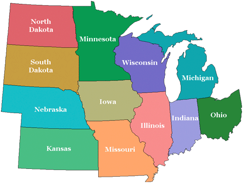 Map of Midwest