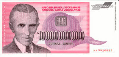 Tesla 10000000000 Yugoslavian Dinar