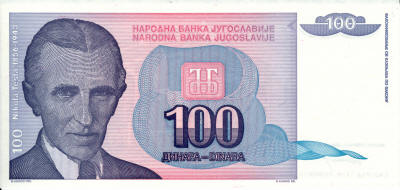 Tesla 100 Yugoslavian Dinar