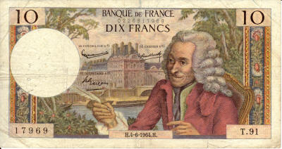 Voltaire 10 French Francs