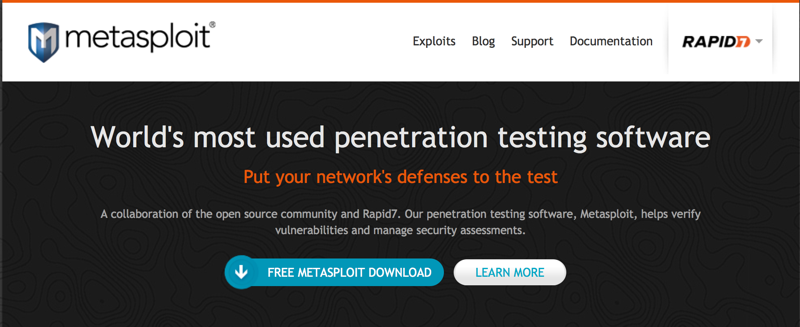 Screen shot from the Metasploit website