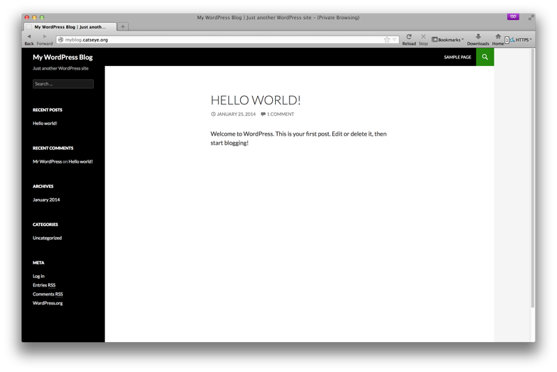 Screenshot of the blog we will be attacking