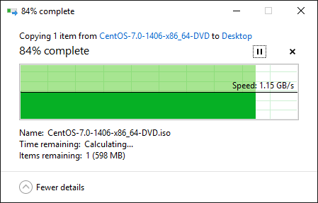 Win10 copy graph ~ 1.15 GiB/sec, 3.9 GiB file