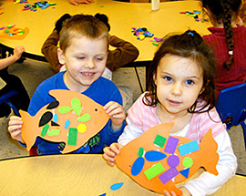 Childs with paper fish