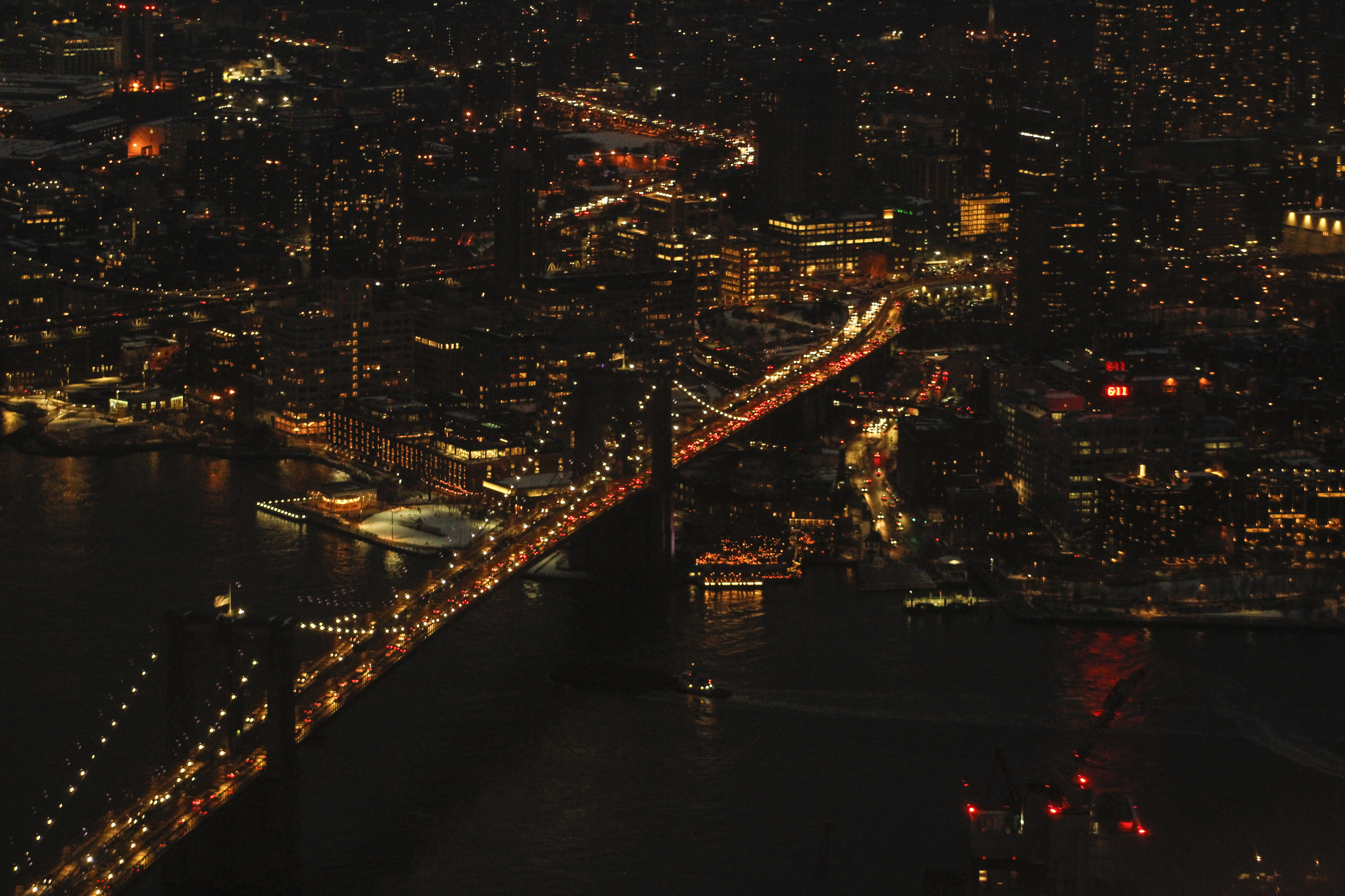 The Brooklyn Bridge taken from the top of the World Trade Center.