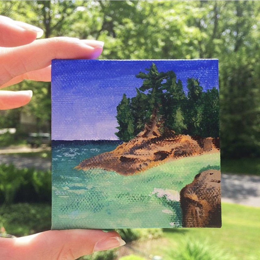 pictured rocks tiny painting.