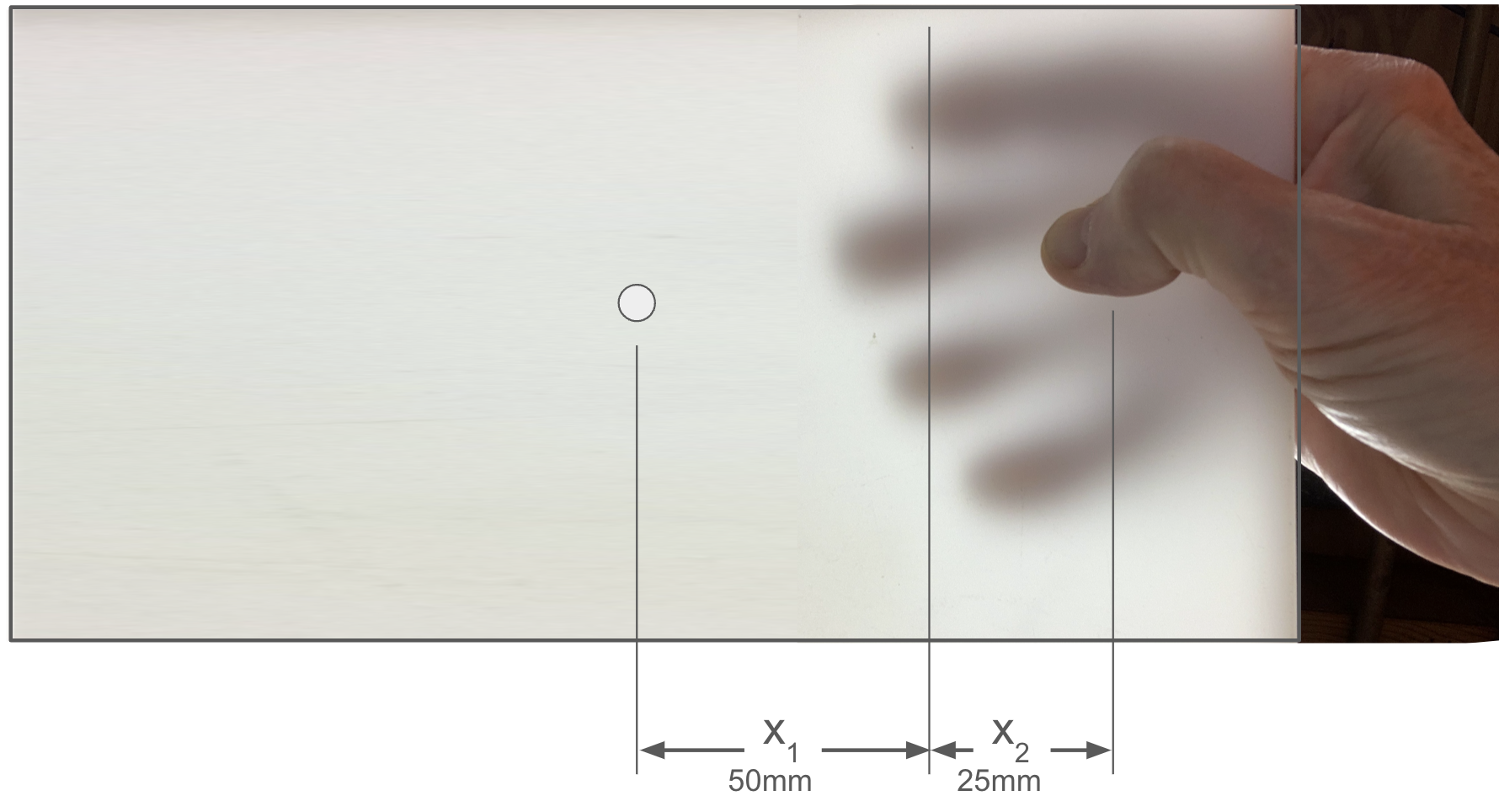 Finger locations for tray holding horizontal tray