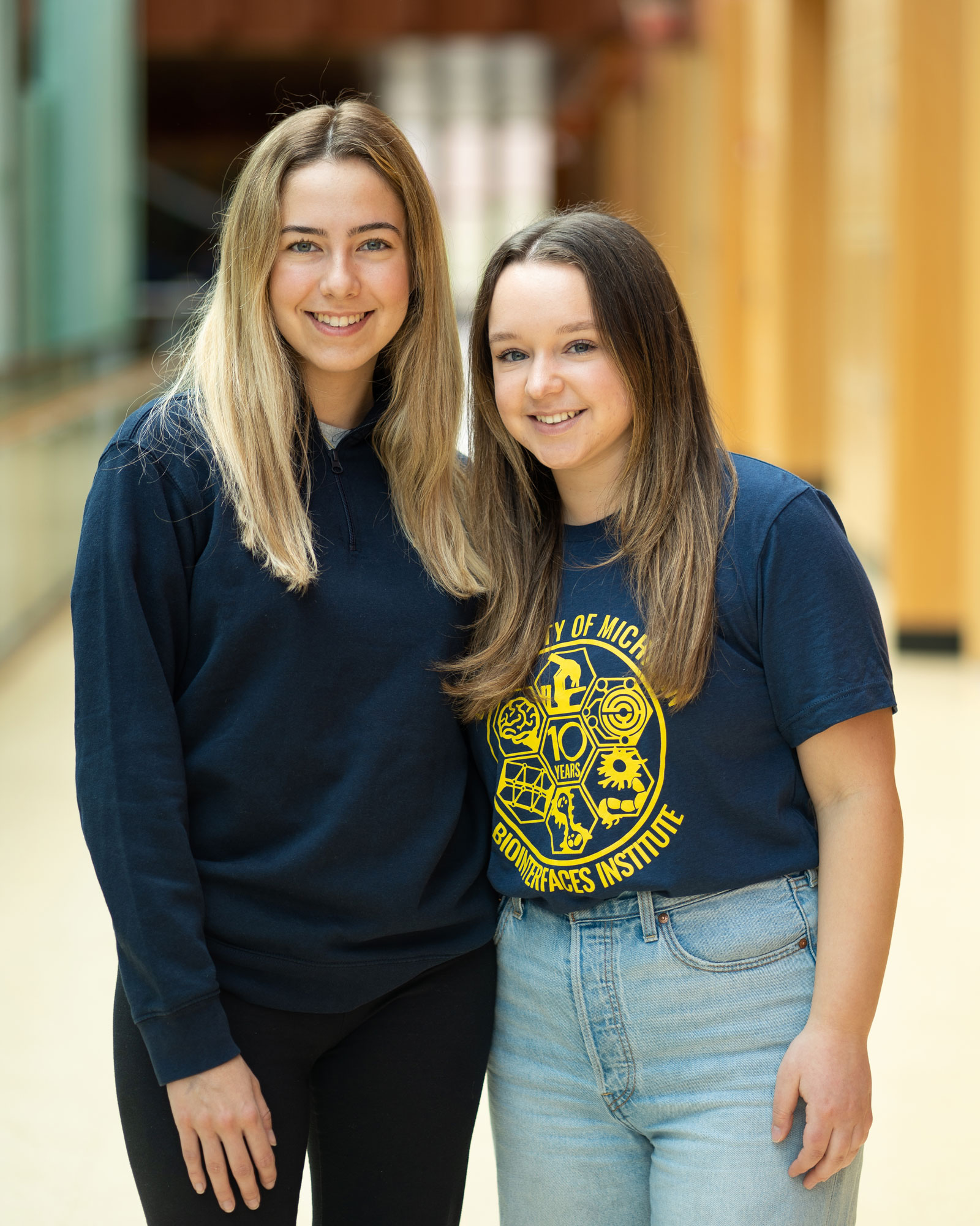 The presidents of the Michigan Synthetic Biology Team, Sophia Tesic and Emily Wallace, smiling.