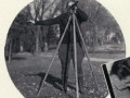 'Something a bit unusual, a girl surveying', 1937<br/>Engineering students in surveying courses would line the hill working on their measurements, an old joke.